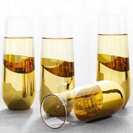 Gold Colour Plated Champagne /Wine Flute Glass Set