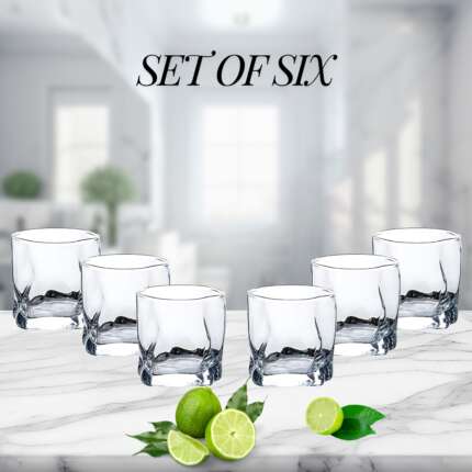 MODERN ART HEAVY GLASS SET