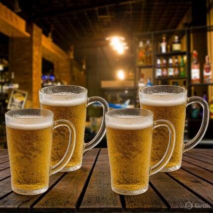 Frosted Classy Beer Glass /Mug Set - Of 4